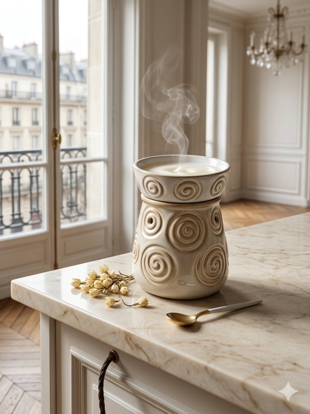Better Homes & Gardens Cream Spiral Wax Warmer/Ceramic Electric Fragrance Melter